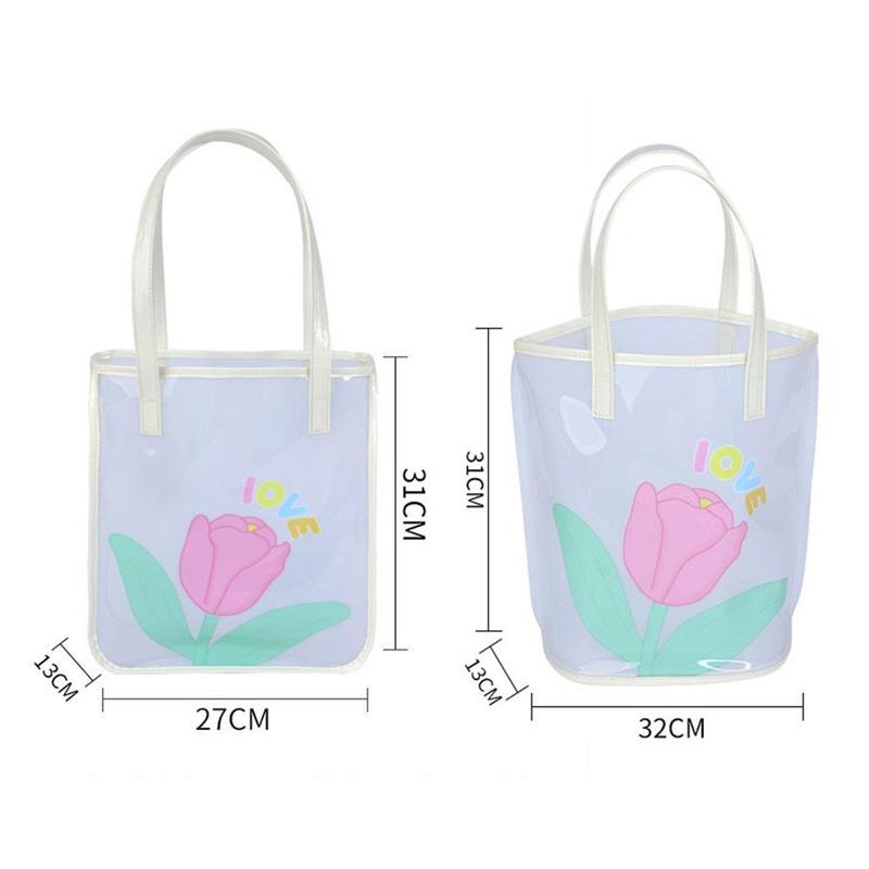 Túi Tote Thạch Trong Suốt Cho Nữ, Túi Xách Thời Trang Dung Tích Lớn, Không Thấm Nước, Trong Suốt, Túi PVC 2