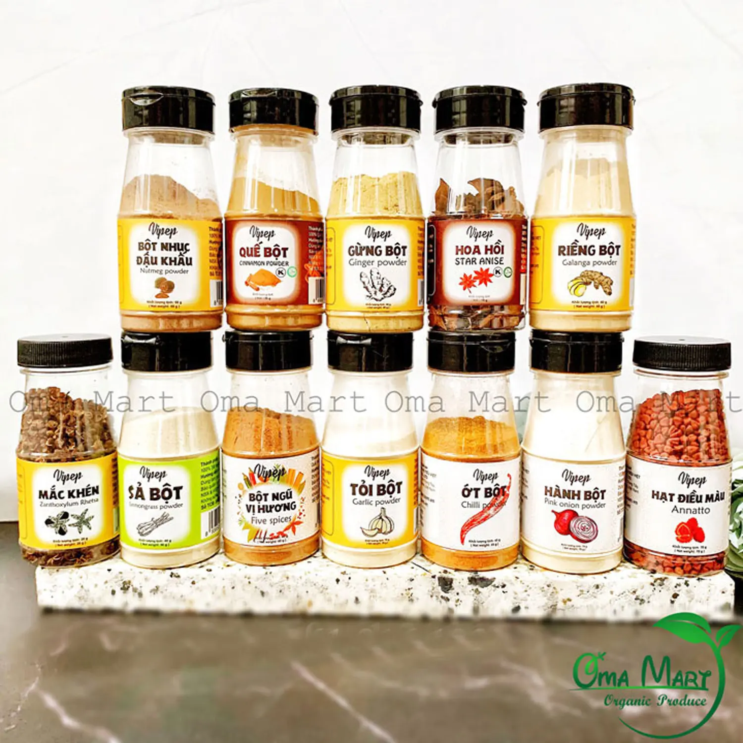 Gia vị nấu ăn tự nhiên Vipep (hành, tỏi, sả. gừng, nghệ, ớt...) Bột