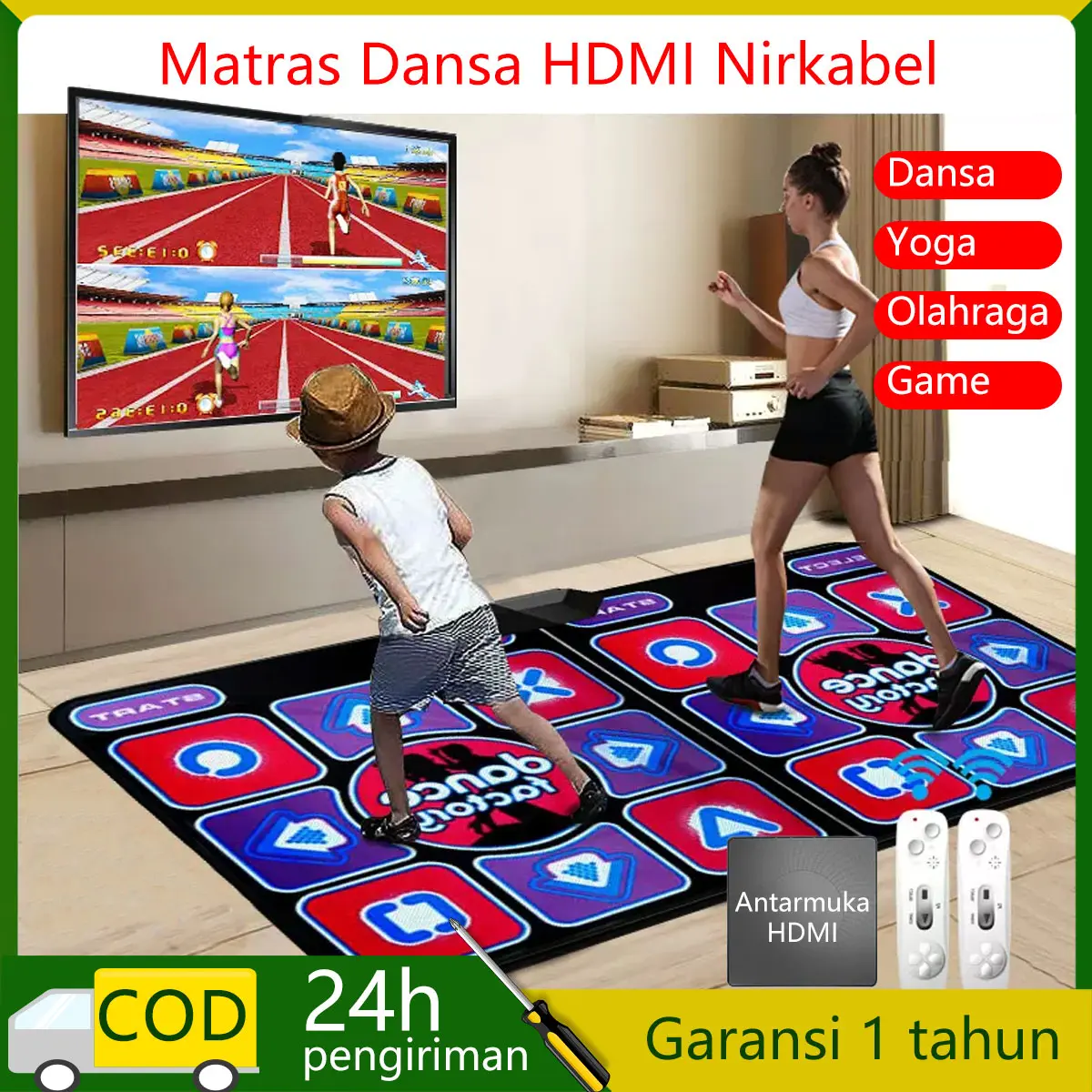 Wireless Dancing Pad for 2 people - Karpet Step TV Dance Mat  dengan 2 Game Controller Wireless Dancing Pads