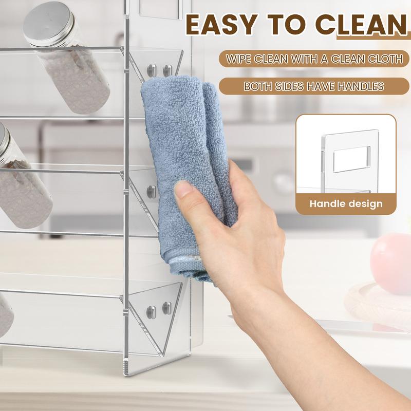 Product Introduction of 3 Tiers Spice Rack Organizer with Handles Acrylic Spice Rack Clear Spice Organizer Detachable Seasoning Rack Cabinet Seasoning Organizer for Countertop Cupboard Pantry 18198 30