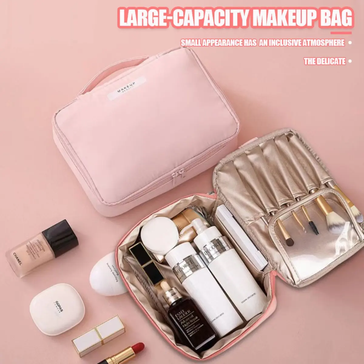 chanel travel makeup bag Classic Train Case Designed to keep your makeup essentials organized and easily accessible CHANEL Pink Travel Brush Holder
