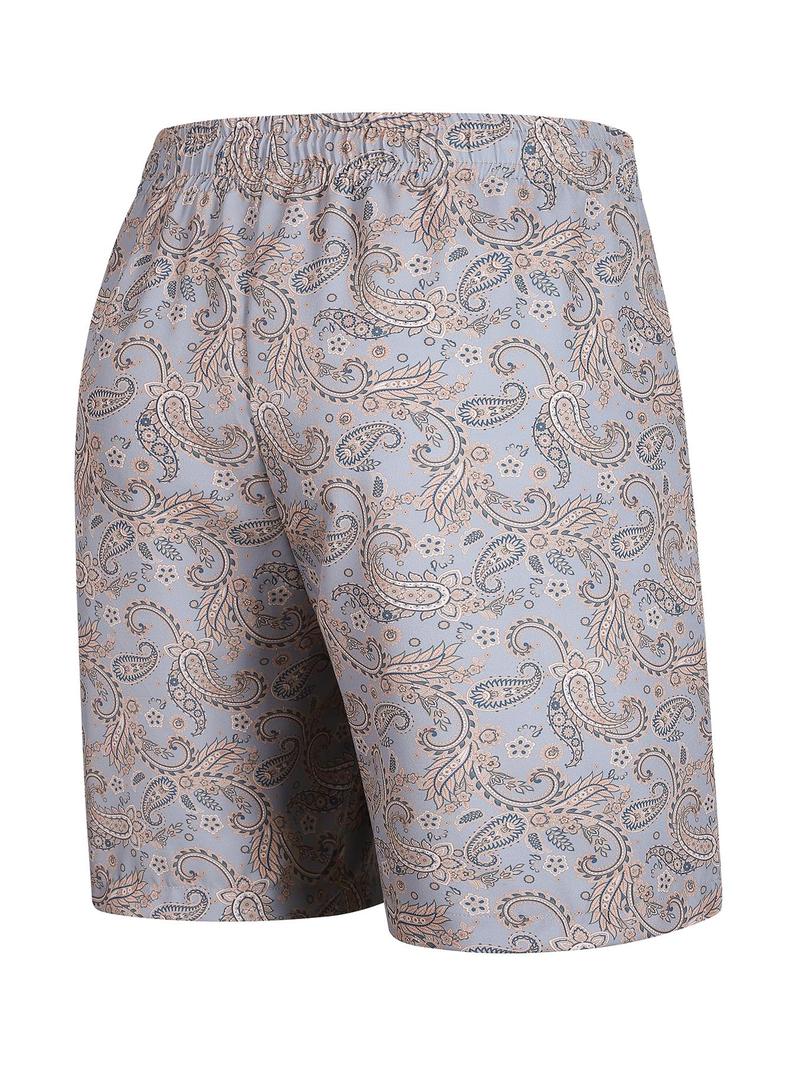 Product Introduction of Men's All Over Print Drawstring Waist  Shorts, Casual Comfy Breathable Shorts for Summer, Men's Shorts for Beach Vacation 6