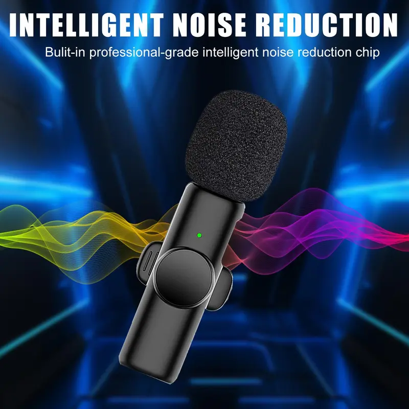 Wireless Lavalier Lapel Microphone, USB Rechargeable Omnidirectional Condenser Recording Mic for Interview Video Podcast, Professional Microphone for iPhone, iPad, Audio 2