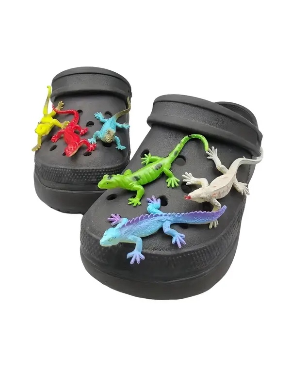 Cute Lizard Shaped Shoe Decoration, 1 Set  Fashionable Novelty Shoes Decorations for Clogs Design, Dazzling Glamour Trendy Holiday Shoe Accessories for Women & Girls 0