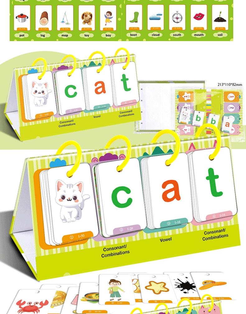 129Pcs Phonics English Flash Card CVC Words Vowel Consonant Desk ...