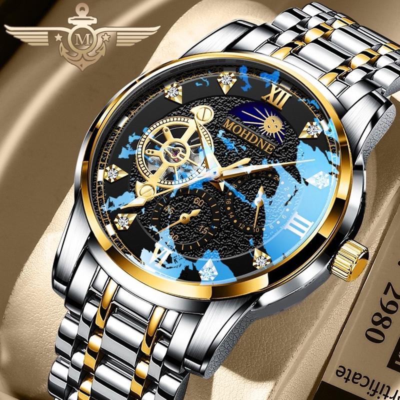 Đồng Hồ Cơ Nam MOHDNE MO7 Chạy 6 Kim Dây Đúc Sang Trọng TẶNG KHĂN MỊN LAU, CẮT DÂT, HỘP ĐỒNG HỒ ( SỐ LƯỢNG QUÀ TẶNG CÓ HẠN, KIỂM TRA GIỎ HÀNG TRƯỚC KHI THANH TOÁN ) máy  quay