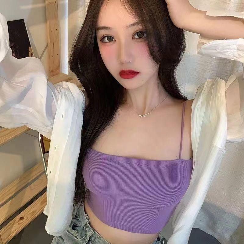 Product Introduction of Solid Color Anti-Exposure Half-Length Small Sling Cropped Tank Top Women Short Bottoming Shirt Wrapped Chest Tube Top Women 19