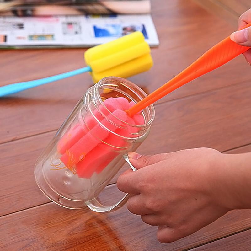 Product Introduction of Kitchen Cleaning Tool Sponge Brush For Wineglass Bottle Coffe Tea Glass Random Color R7O7 16