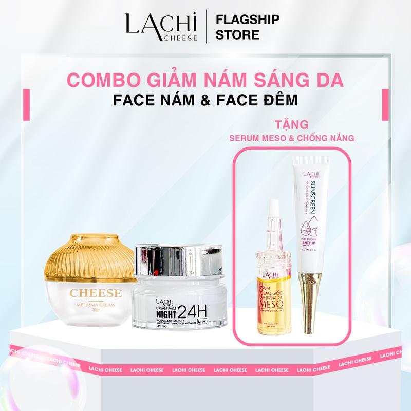 [ COMBO 4 ] Kem Face Nám Cheese 20gr + Kem Face 24h Ban Đêm 10gr + Serum Tế Bào Gốc Mê Sô 10ml + Kem Chống Nắng 15ml