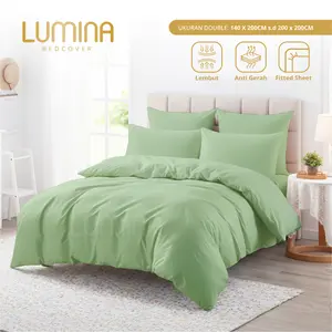 Lumina Bedcover - Sprei & Bedcover Set Polos Sage - Ukuran Lengkap 140x200/180x200/160x200/200x200