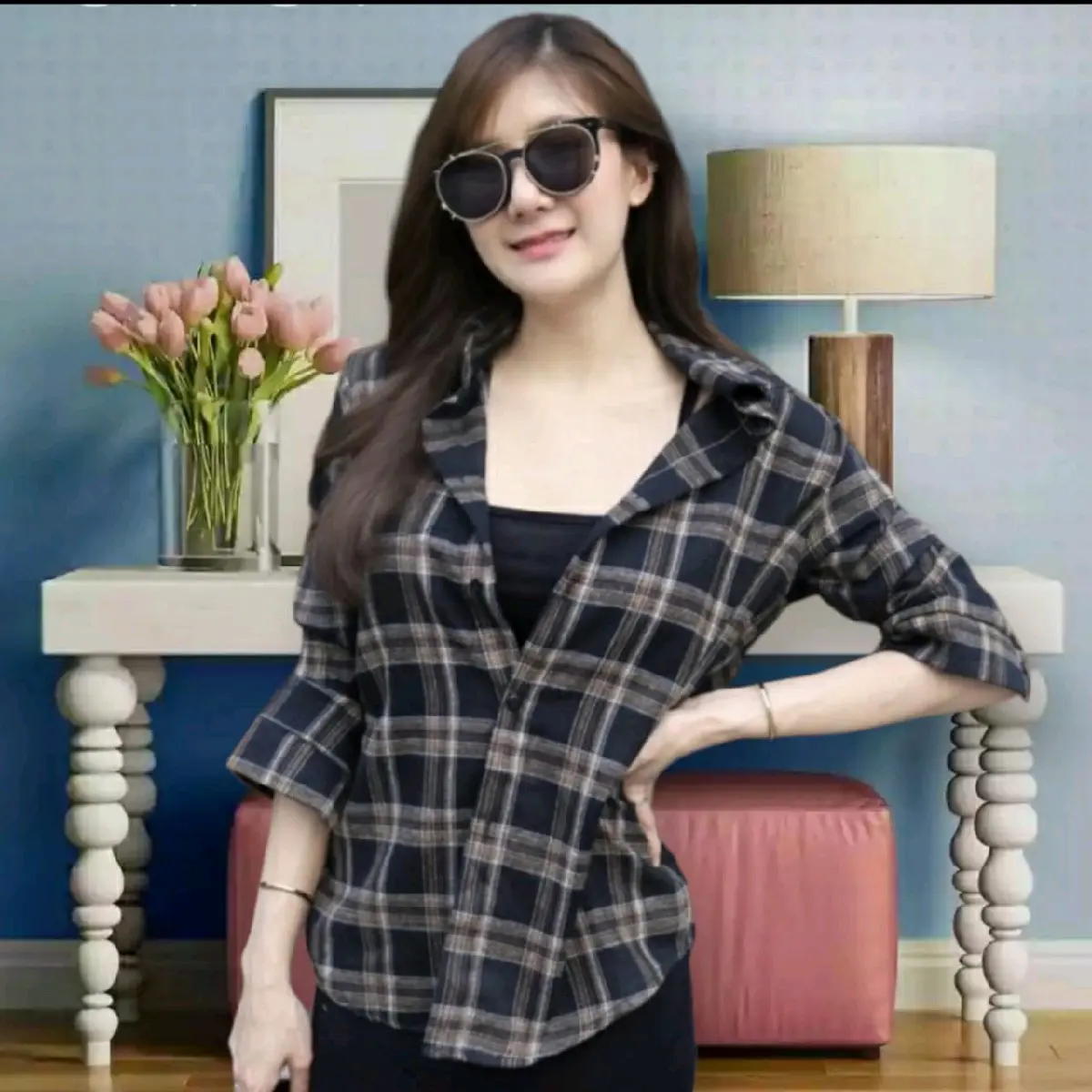 Kemeja Flanel Wanita Import Lengan Panjang Premium Terlaris Kemeja Flanel Best seller Fashion Wanita