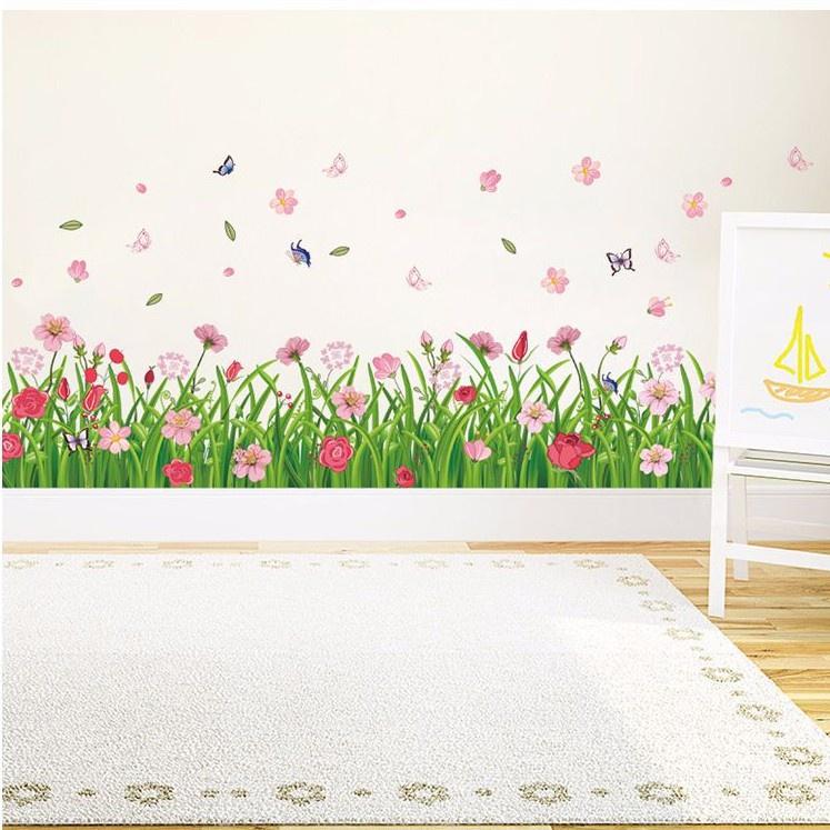 Juragan Wall Sticker Grass Pink Flowers Rumput Bunga Stiker Dinding LDR 7189 Wallsticker 3