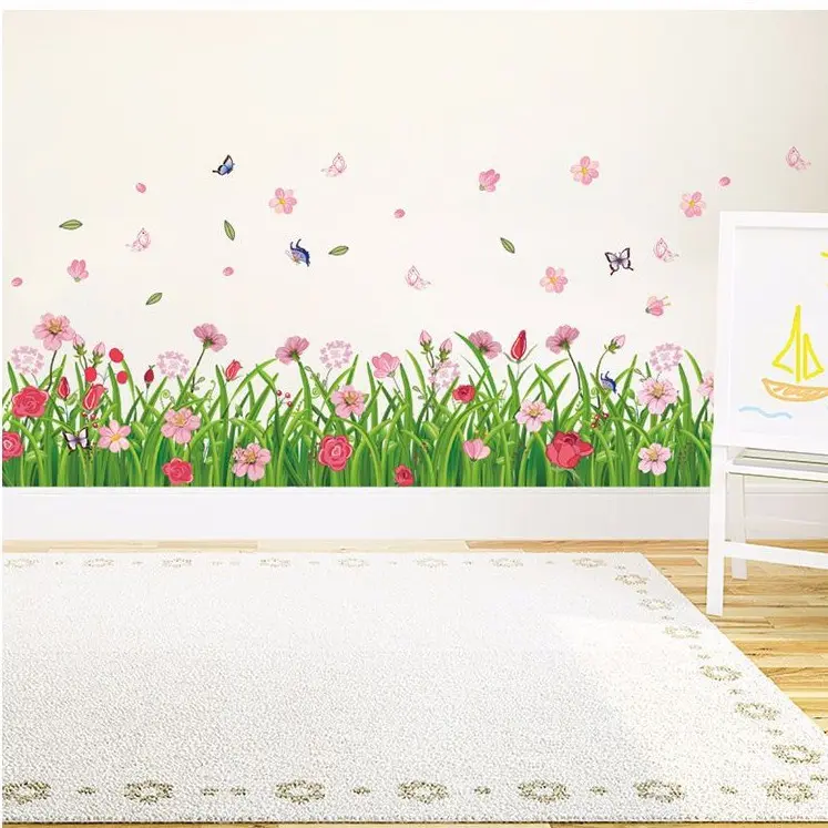 Juragan Wall Sticker Grass Pink Flowers Rumput Bunga Stiker Dinding LDR 7189 Wallsticker 3
