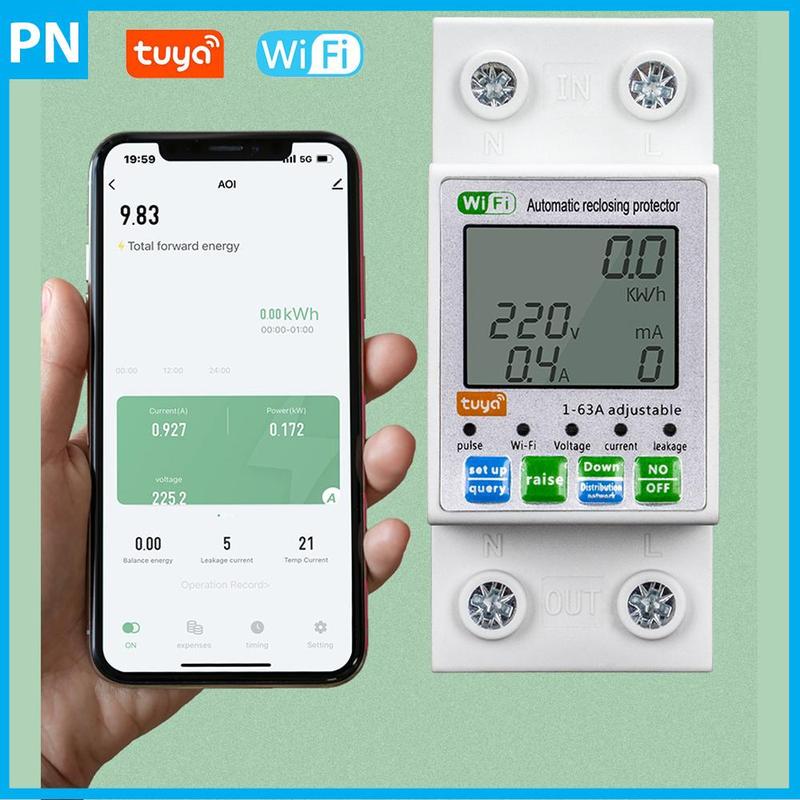 Công Tơ Điện Tử Wifi Bật Tắt Điện Từ Xa 63A Tuya