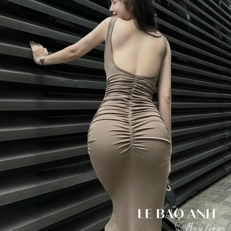 [Đ19] Đầm lụa nhúng đuôi cá có mút chất thun lụa co giãn