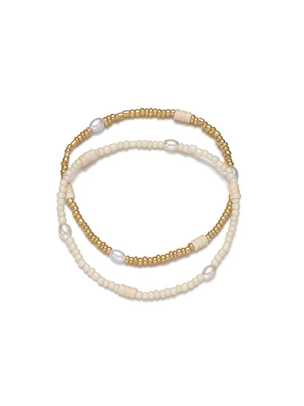 Women's Simple Style Plain Color Beaded Anklet, Fashion Accessory for Party, Daily Clothing Decor, Trendy All-match & Exquisite Jewelry for Gift, Gifts for Her 4