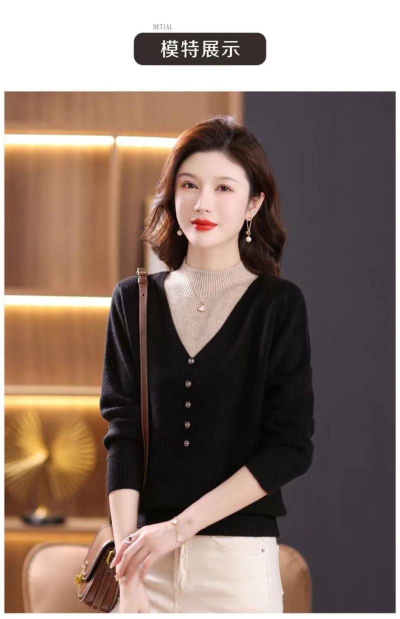 Product Introduction of Áo Len Cổ Lọ Nửa, Hàng Mới Về Mùa Thu Và Mùa Đông, Dành Cho Phụ Nữ, Quần Áo Cho Mẹ, Dáng Rộng Vừa Vặn, Phong Cách Phương Tây, Áo Lớp Nền Bên Trong, Thời Trang Nữ 16