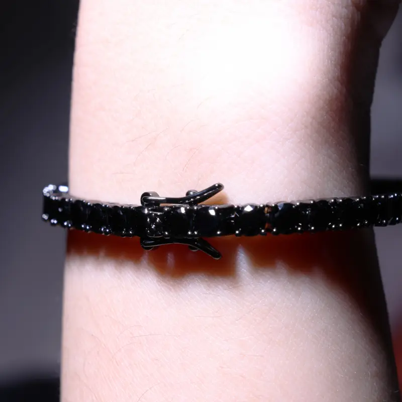 SummerSale| [4mm Black Tennis Hip Hop] ICEDCHICS 4mm Black Tennis Bracelet - Hip Hop Style, Synthetic Zirconia & Copper, Perfect for Daily Wear & Gifts, ICEDCHICS 5