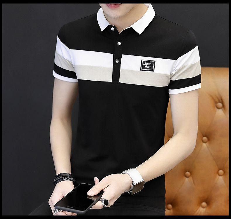 Product Introduction of Áo Thun Cotton Nguyên Chất Ngắn Tay Cho Nam, Áo Polo Có Ve Áo Dáng Ôm Hàn Quốc, Đẹp Trai, Hợp Thời Trang, Lớp Nền, Mùa Hè 9