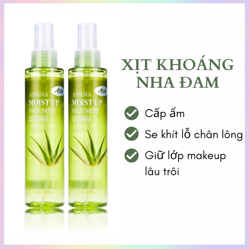Xịt Khoáng Nha Đam ASPASIA CẤP NƯỚC MOIST UP FACE MIST ALOE 150ML