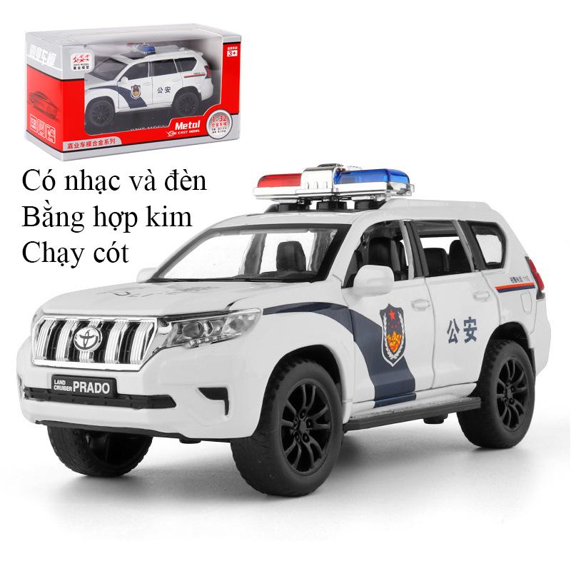 Mô hình xe ô tô cảnh sát Toyota Land Cruiser Prado bằng hợp kim có nhạc và đèn mở được cửa chạy cót Đồ Chơi Pin