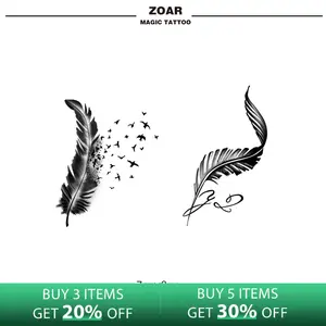 Zoartattoo M-151 stiker tato sementara  【bulu】Tahan lama Tattoo menempel dekorasi seni untuk pria dan wanita