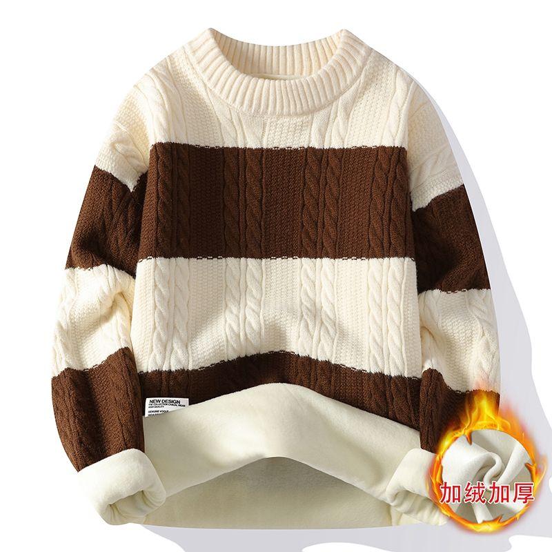 Áo Len Dệt Kim, Mềm Mại Và Mềm Mại, Chất Liệu Cashmere, Cổ Tròn, Thích Hợp Cho Mùa Đông, Thời Trang Trẻ Trung Mới, Dáng Rộng Vừa Vặn, Lý Tưởng Cho Học Sinh, Áo Len Giữ Nhiệt, Dành Cho Nam Giới 8
