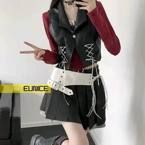 Eunice - Rompi Kulit Laceup Premium-Hitam