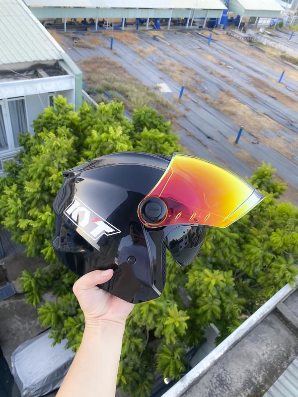 Nón bảo hiểm 3/4 2 kính ROYAL XH02, M668 Đen bóng tặng túi và tem KYT Helmet