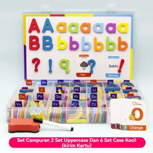 MONTESSORI Alfabet Magnetik EVA - Mainan Edukasi Sensorik, Huruf Kecil & Besar, Alat Belajar Membaca Menulis untuk Anak TK PAUD, Puzzle Magnet Abjad, Mainan Bayi Edukatif