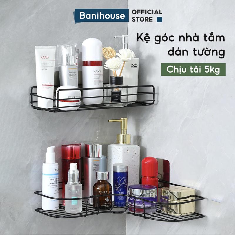 Kệ Góc Nhà Tắm Dán Tường Thép Không Gỉ Banihouse Kệ Dán Tường Nhà Tắm Tam Giác Chịu Tải Lên Tới 5kg Kitchen Nhà Bếp
