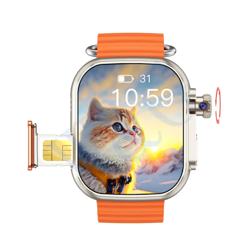 Cellular Version Watch Ultra2 Smart Watch SIM Card And WiFi 4G Android Smartwatch Camera B31 NFC GPS Google Playstore APP Download 9MKF