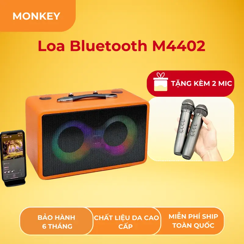 Loa Karaoke Bluetooth M4402 Tặng Kèm 2 Mic Không Dây, Bass Mạnh Âm Thanh Lớn, Bluetooth 5.2 Thế Hệ Mới 0