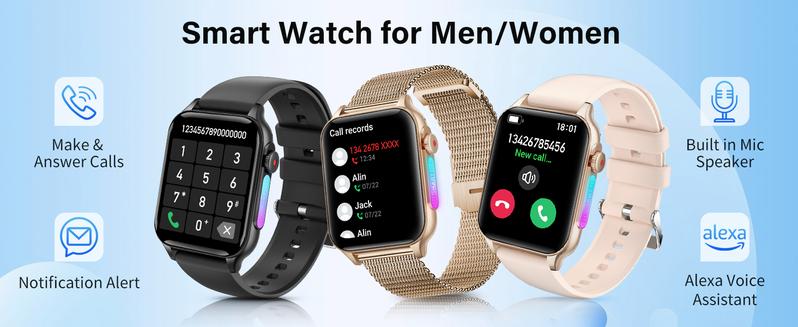 Product Introduction of Smart Watch for Men Android Phones, Fitness Tracker Smartwatch Answer/Make Call,Waterproof Smart Digital Watches for Women Compatible Samsung IOS iPhone Heart Rate Blood Oxygen Readings (Black) 2