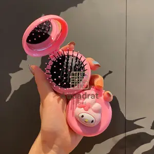 Cermin Sisir Wanita Anak Dewasa Sanrio 2 in 1 Cermin Sisir Portable Traveling Bisa Dilipat