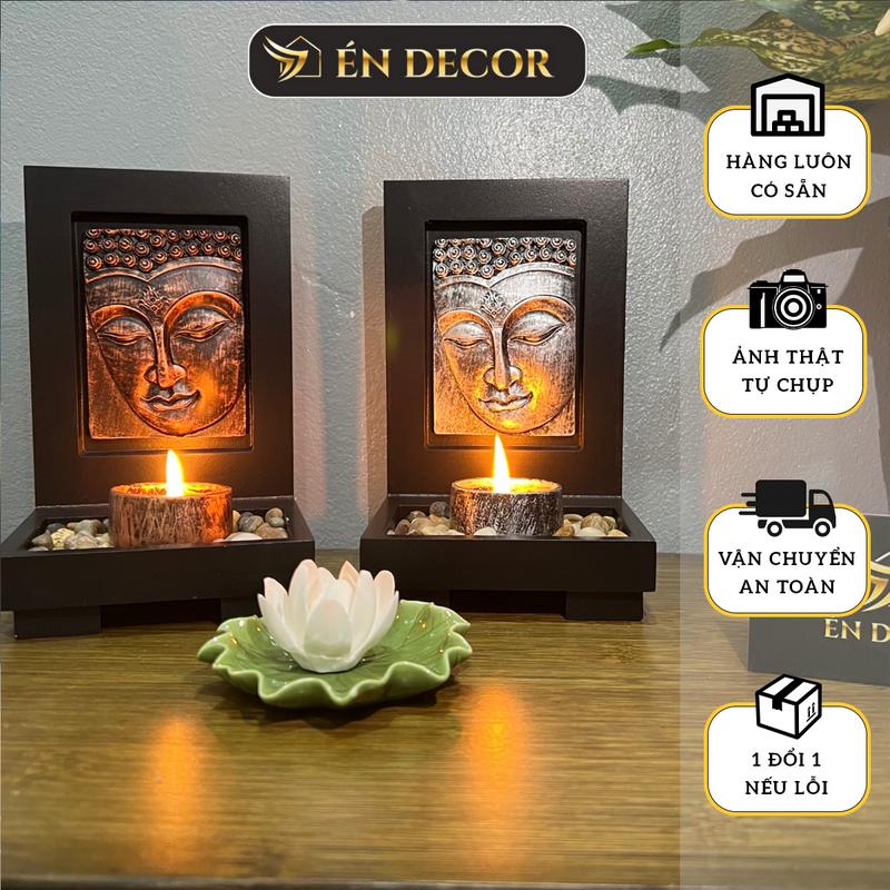 [ DECOR ] Hộp nến diện phật bình an ÉN DECOR mặt phật thích ca decor trang trí nhà cửa,phong thuỷ tiểu cảnh, an nhiên Nến Thơm Dầu Thơm