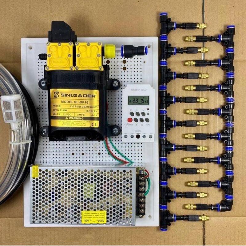  Bộ phun sương tự động,phun sương tưới cây cảnh trọn bộ 20 béc phun bằng nhựa đồng,kèm nguồn,điều tốc và lọc rác  bộ sản phẩm chưa bao gồm bảng điện  