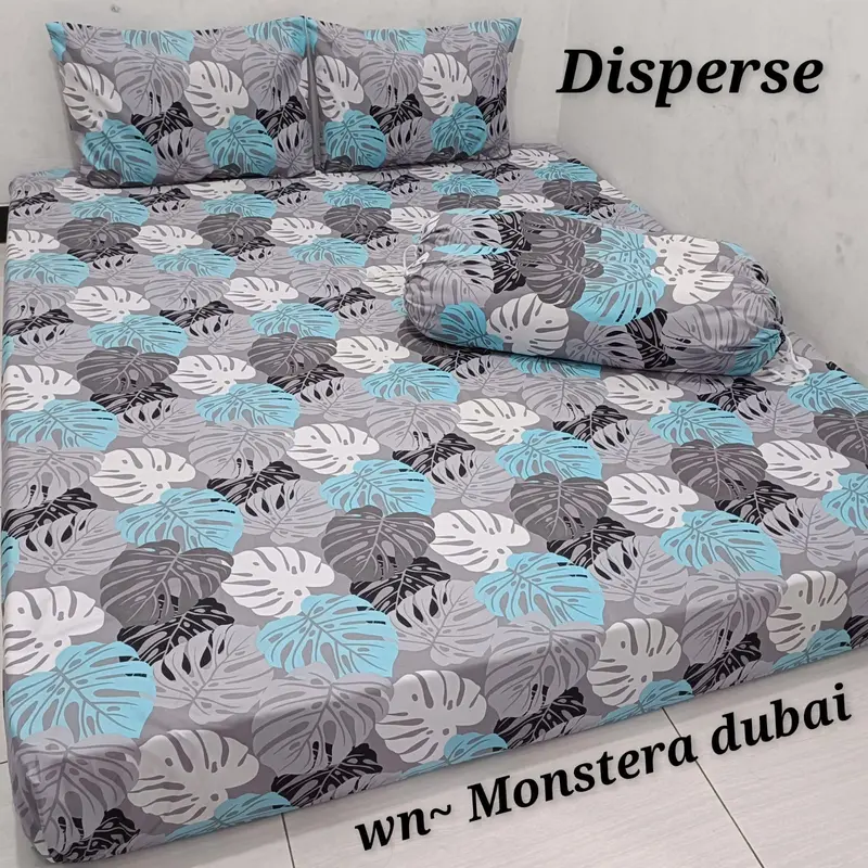 SPREI MOTIF BLACK PALM BERKWALITAS ADEM Bantal Guling Karet Sarung Kain 6