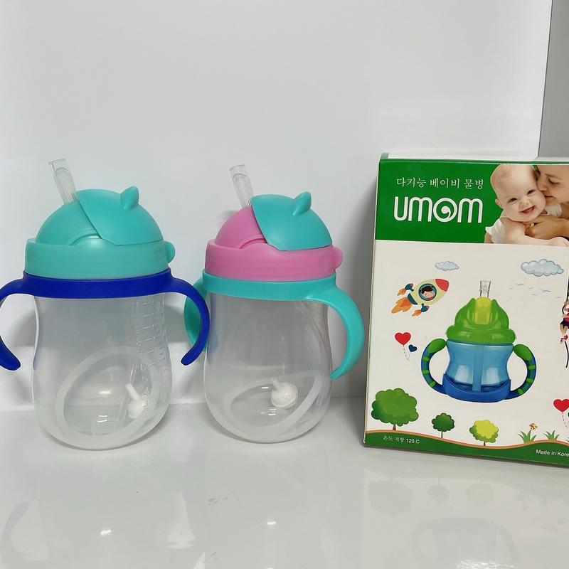 Bình nước tập uống cho bé có ống hút và nắp đậy chống đổ, dung tích 350ml, chất liệu silicon mềm mại, không gây hại cho sức khỏe