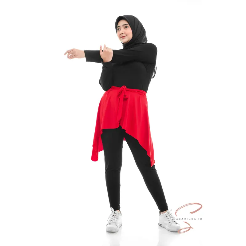 Rok Penutup Pinggul Pinggang Olahraga Rok Tali Aerobik  Zumba  Sport Nyaman Nyaman  Set Pakaian Hitam Muslim 3