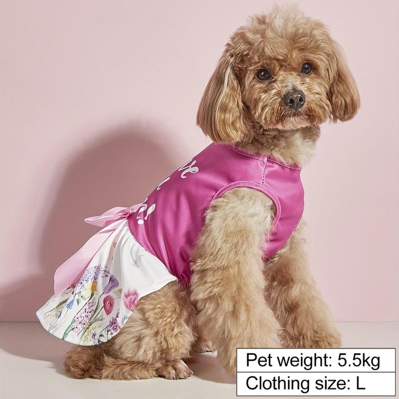 Slogan Graphic Bow Decor Pet Dress, Cute Summer Pet Clothes for Different Body Types Dogs & Cats 5