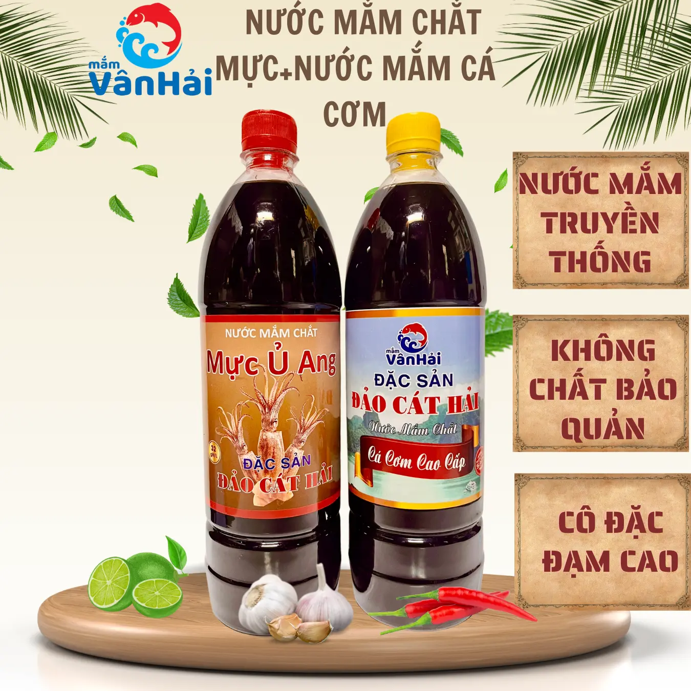 Nước mắm cốt mực(1L) + Nước mắm cá cơm đen(1L)- Đặc sản đảo Cát Hải Nước Sốt Gia Vị