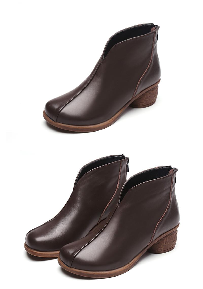 Product Introduction of Genuine Leather Winter Boots Women Chelsea Shoes Booties Woman Ankle Boots Platform Shoes Botines Mujer 17