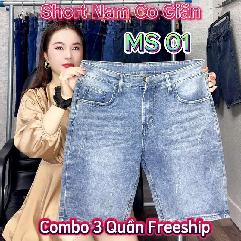 Quần short Jean chất bò trắng nam VẢI CO GIÃN 4 chiều nam vải Jean cực chất rẻ đẹp