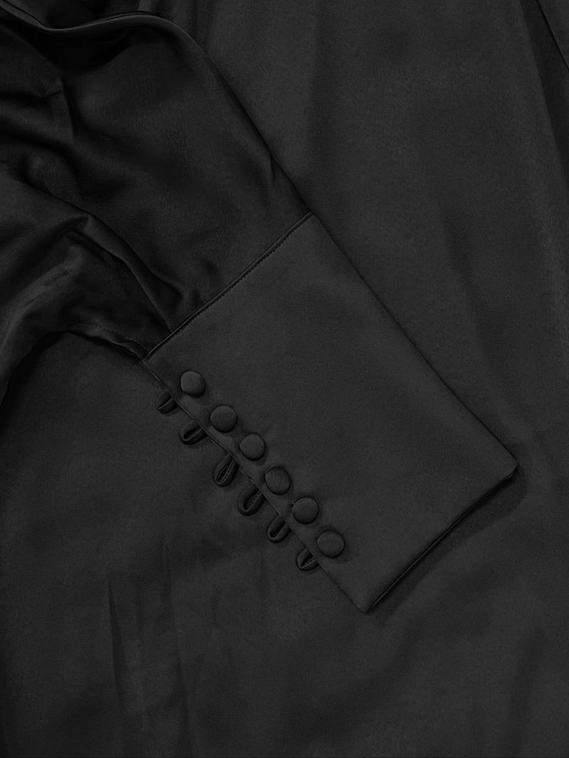 Product Introduction of Women's Solid Button Front Batwing Sleeve Abaya Dress, Elegant Button Decor Cuff Long Sleeve Stand Collar Maxi Muslim Dress for Party Holiday Wedding Guest, Ladies Fall & Winter Clothes 7