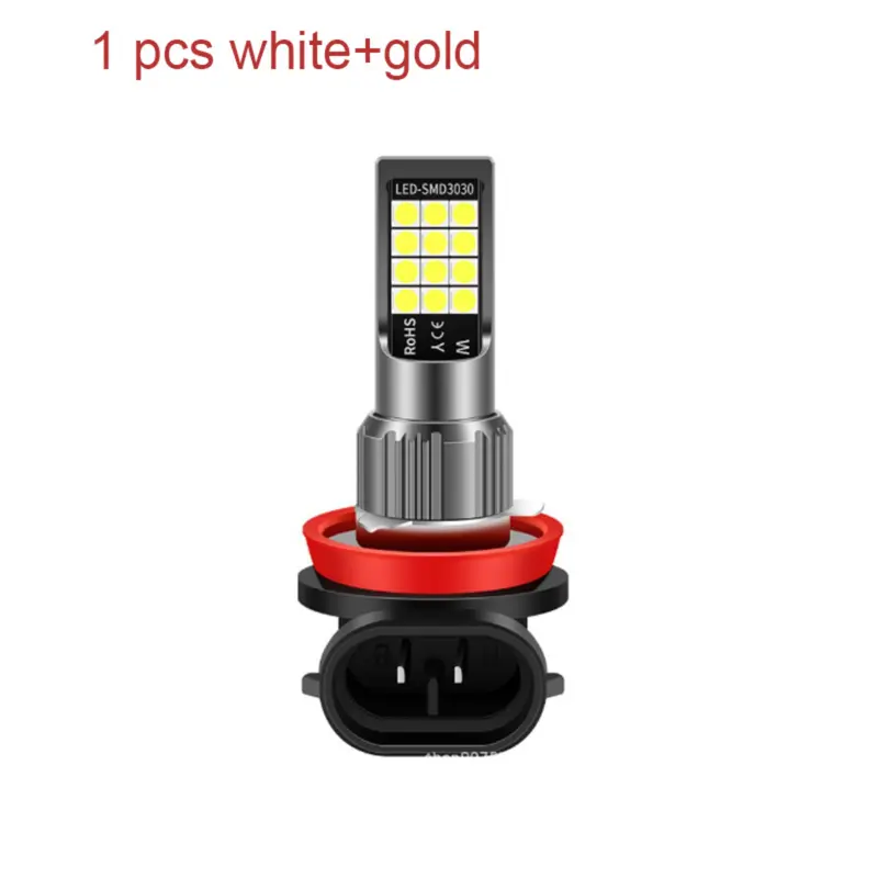 【COD+Ready Stock】Lampu Led Fog Lamp 35W 12V Mobil H11 Dua Warna Selalu Cerah, Putih + Cahaya Emas Lampu Mengemudi Bohlam Car 7