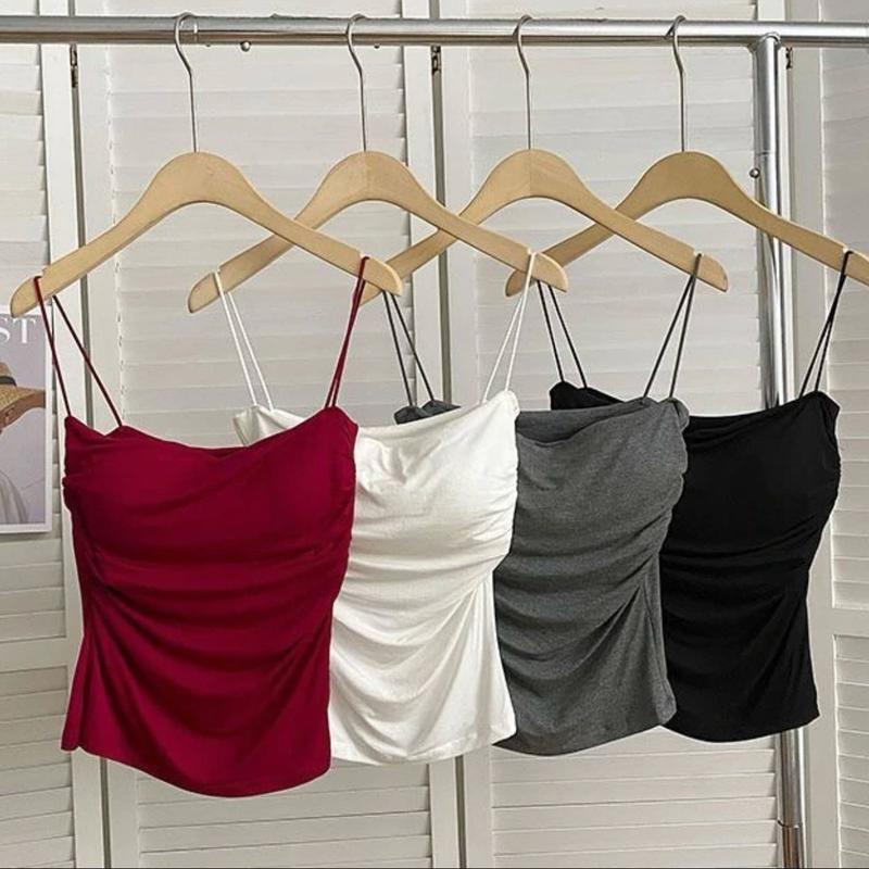 TẶNG QUÀ khi mua Sét 2 Áo Bra Nữ Cotton 2 Dây Mảnh Nhún Eo Kèm Mút Ngực Phong Cách Hàn Siêu Hot 3383-có bán lẻ 1 áo Thun Women Top Kem