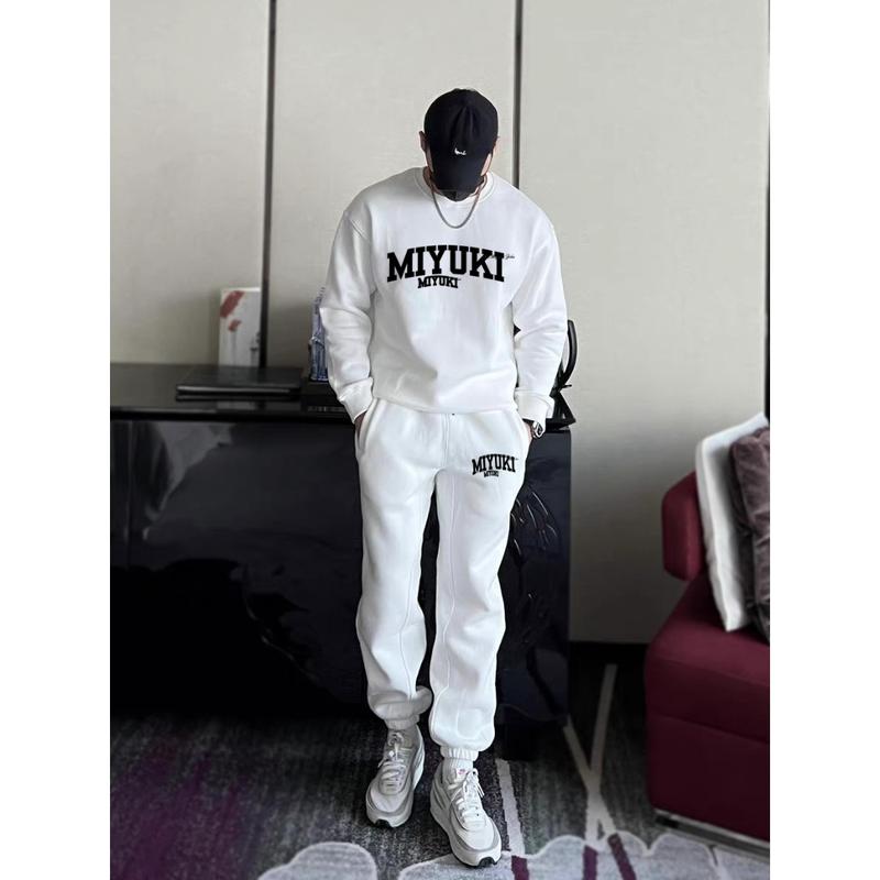 Bộ Nỉ Cổ Tròn Phối Chữ Phong Cách Trẻ Trung Siêu Đẹp Unisex Áo Unisex Áo Unisex Áo 5