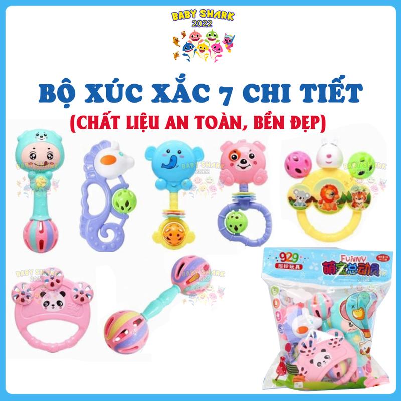  Bộ đồ chơi xúc xắc 7 món hình thú phát tiếng kêu vui nhộn kích thích vận động và giác quan của bé 