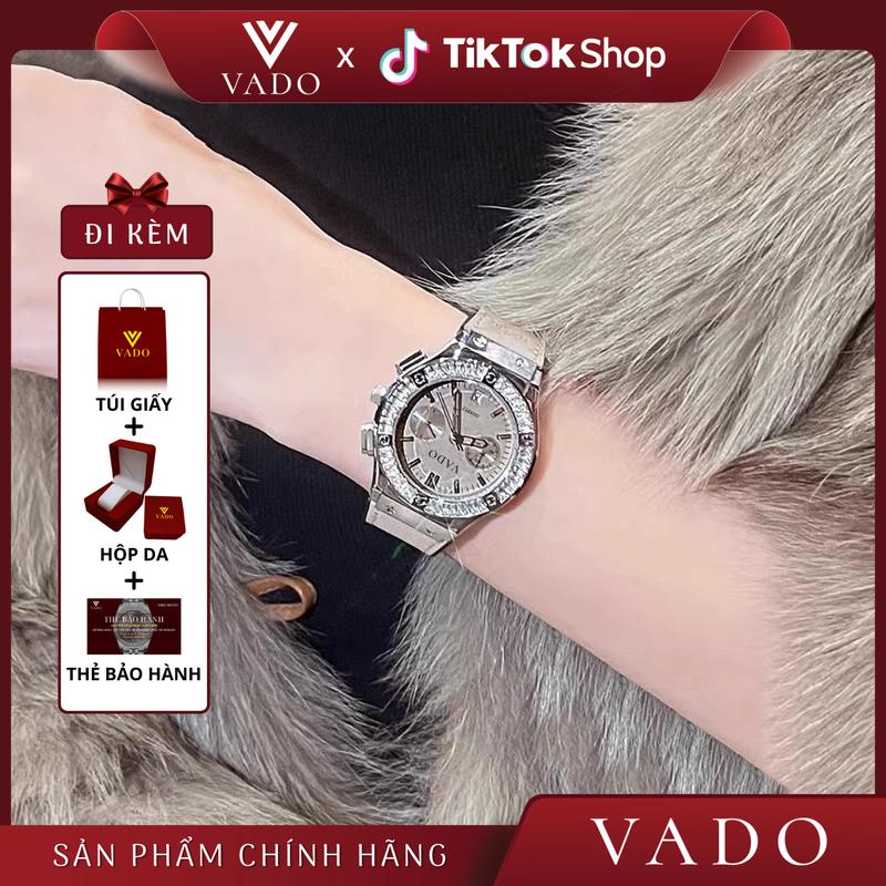 [LIVE] [KÈM BOX NGỌC TRAI] Đồng hồ mặt tròn số đính đá sang trọng, hỗ trợ kháng nước - VADO DH2